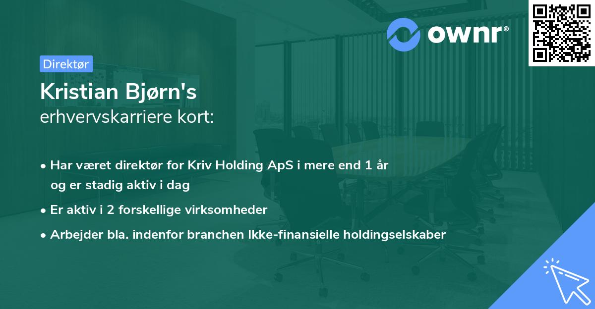 Kristian Bjørn's erhvervskarriere kort