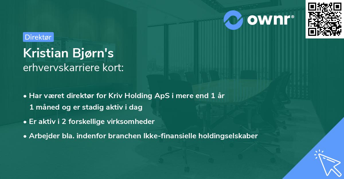 Kristian Bjørn's erhvervskarriere kort