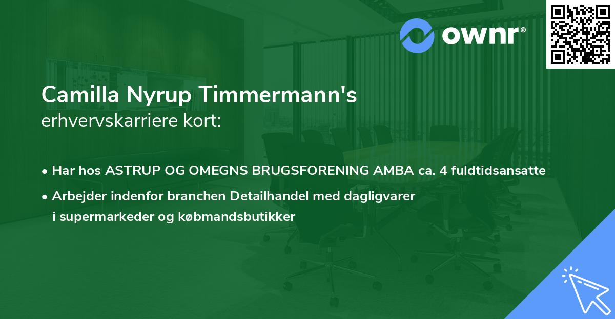 Camilla Nyrup Timmermann's erhvervskarriere kort