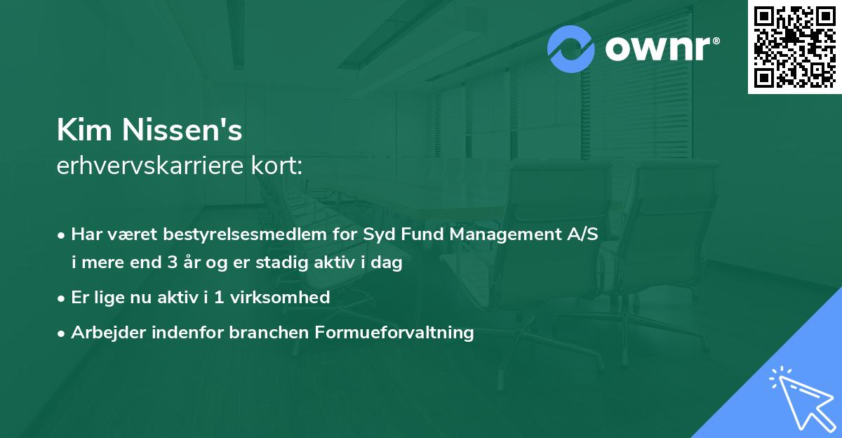 Kim Nissen's erhvervskarriere kort