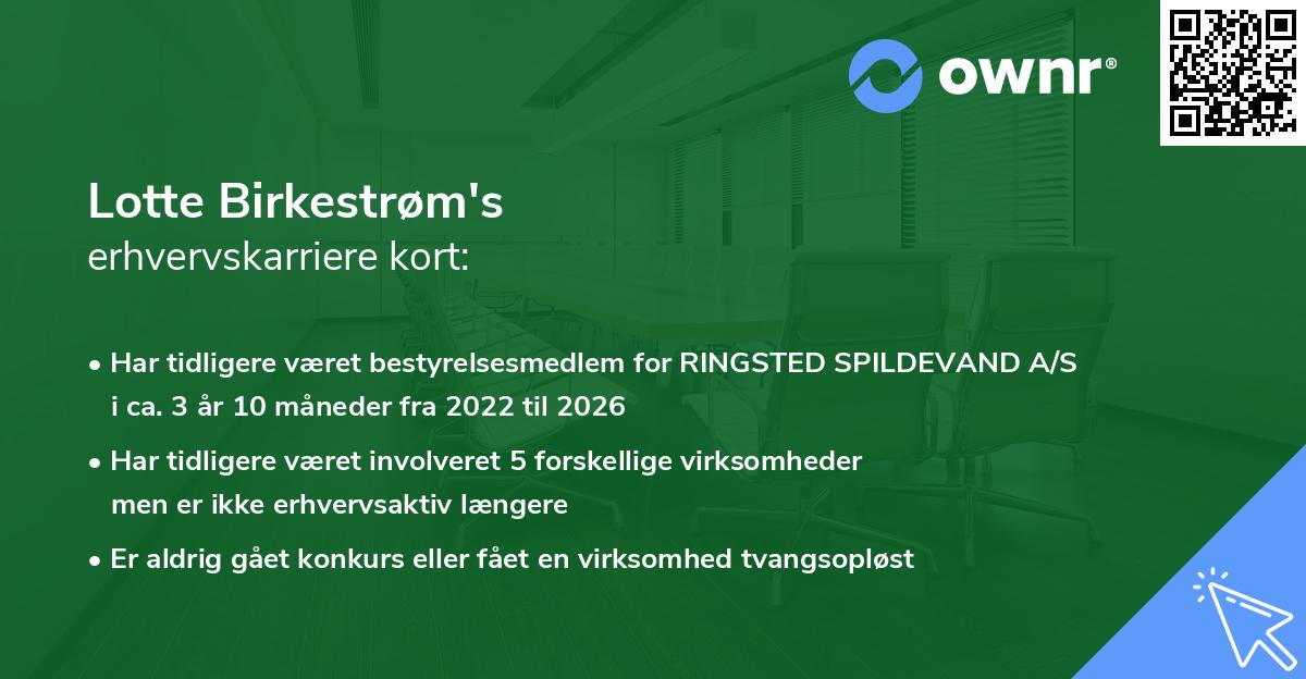 Lotte Birkestrøm's erhvervskarriere kort