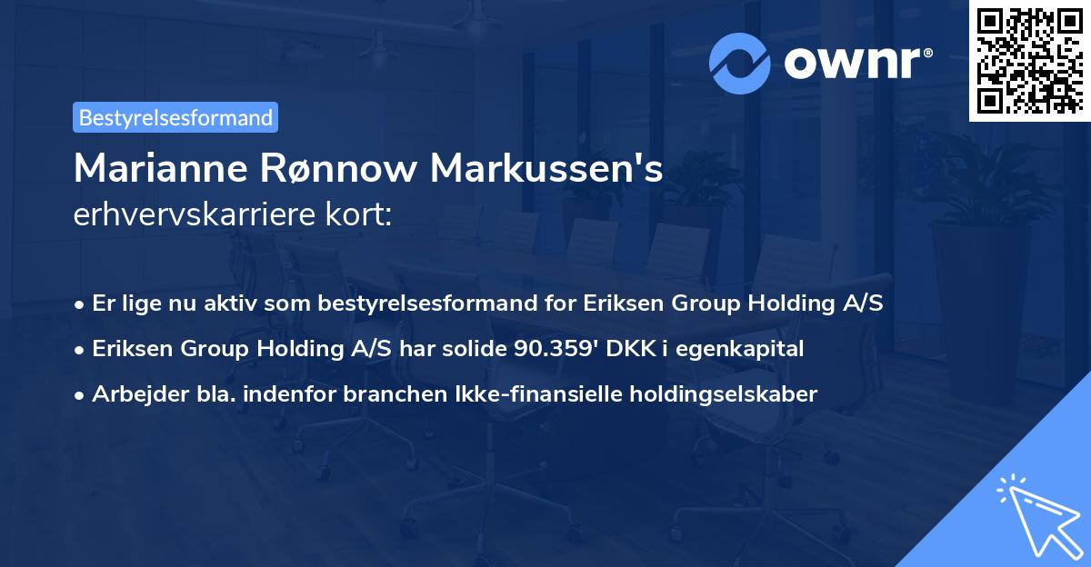 Marianne Rønnow Markussen's erhvervskarriere kort