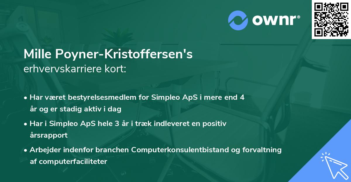 Mille Poyner-Kristoffersen's erhvervskarriere kort