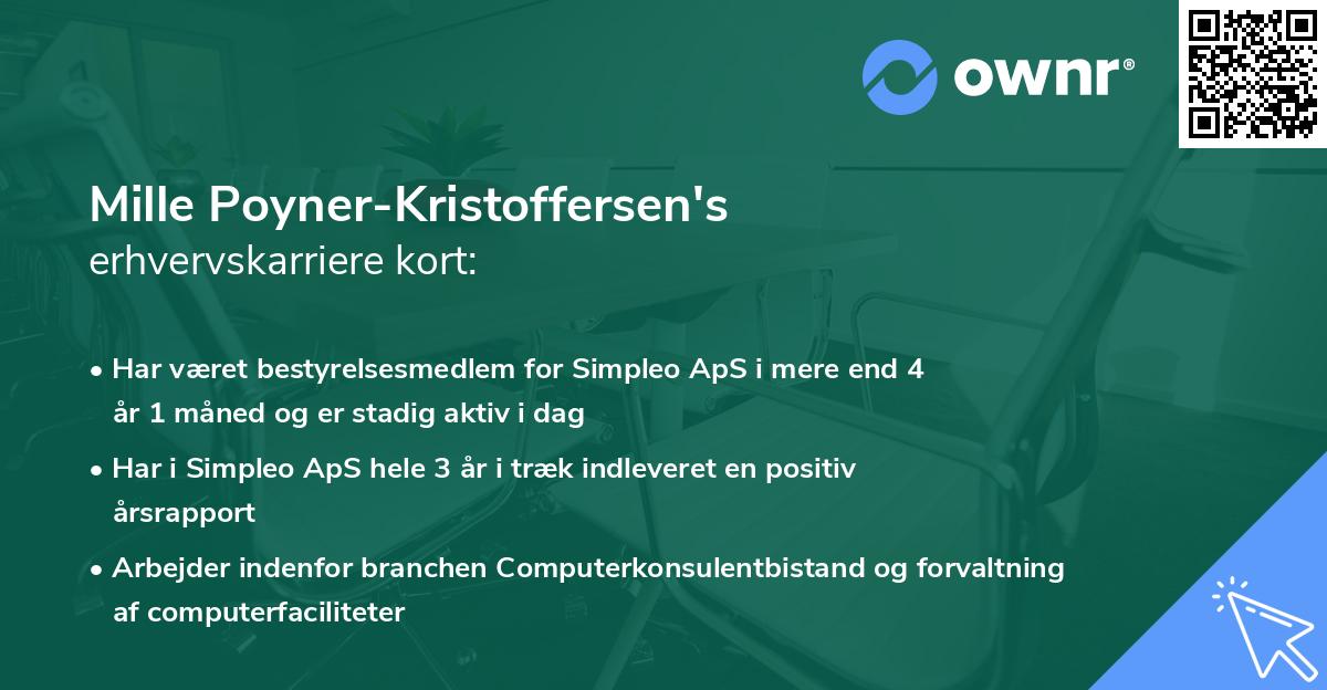 Mille Poyner-Kristoffersen's erhvervskarriere kort