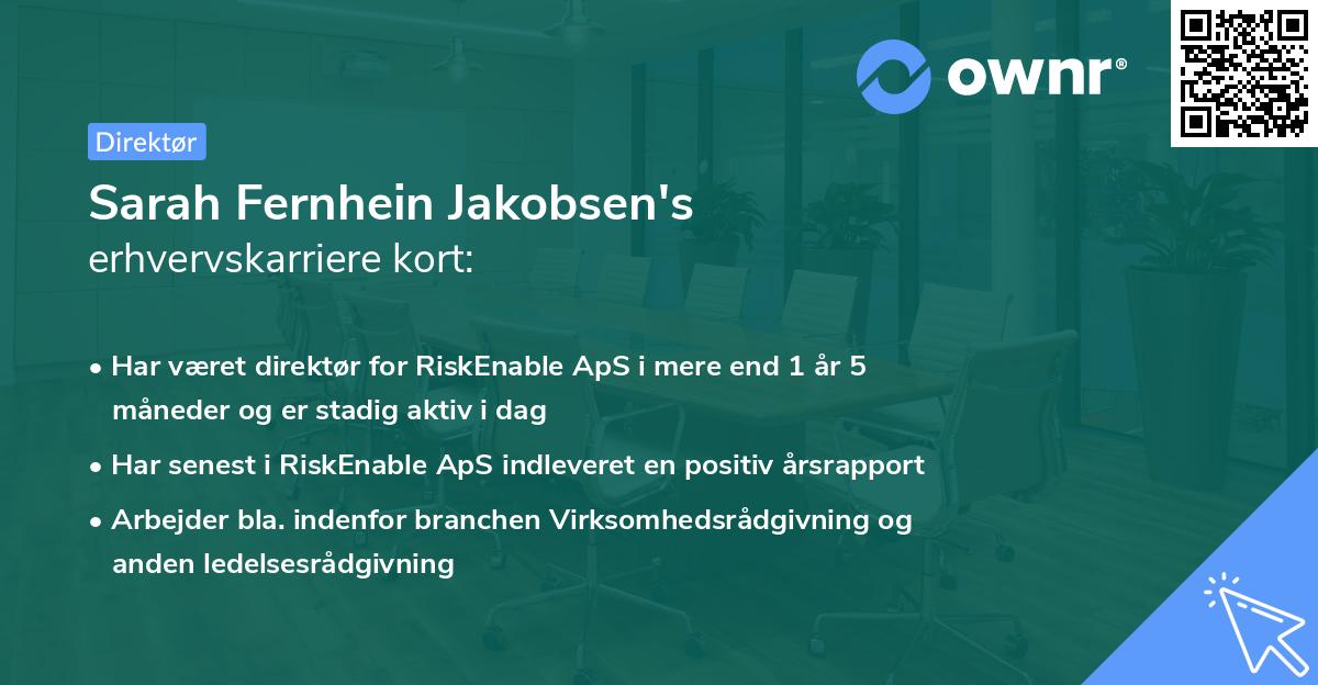 Sarah Fernhein Jakobsen's erhvervskarriere kort
