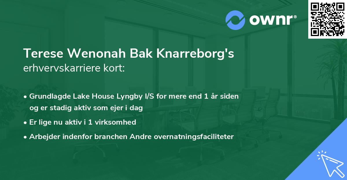 Terese Wenonah Bak Knarreborg's erhvervskarriere kort
