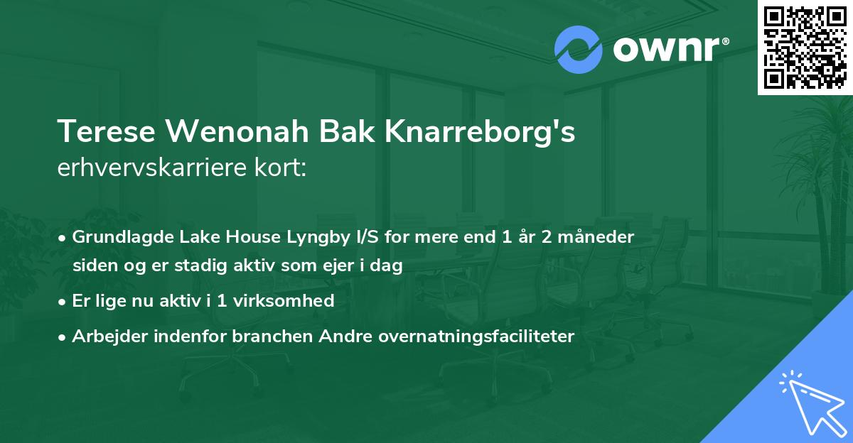 Terese Wenonah Bak Knarreborg's erhvervskarriere kort