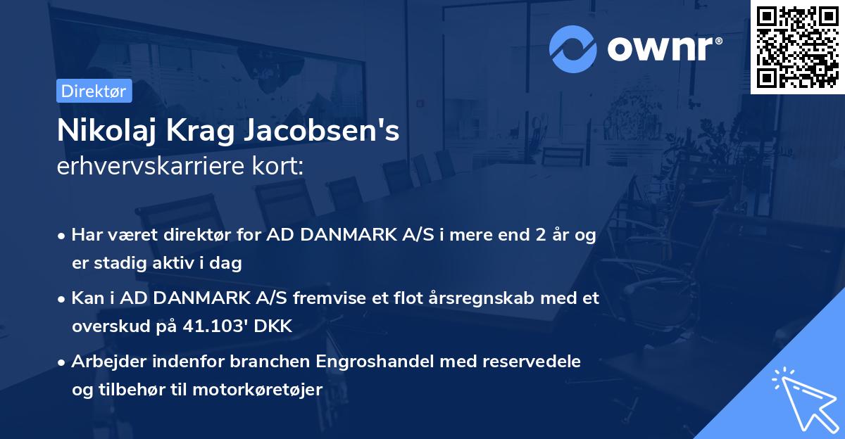 Nikolaj Krag Jacobsen's erhvervskarriere kort