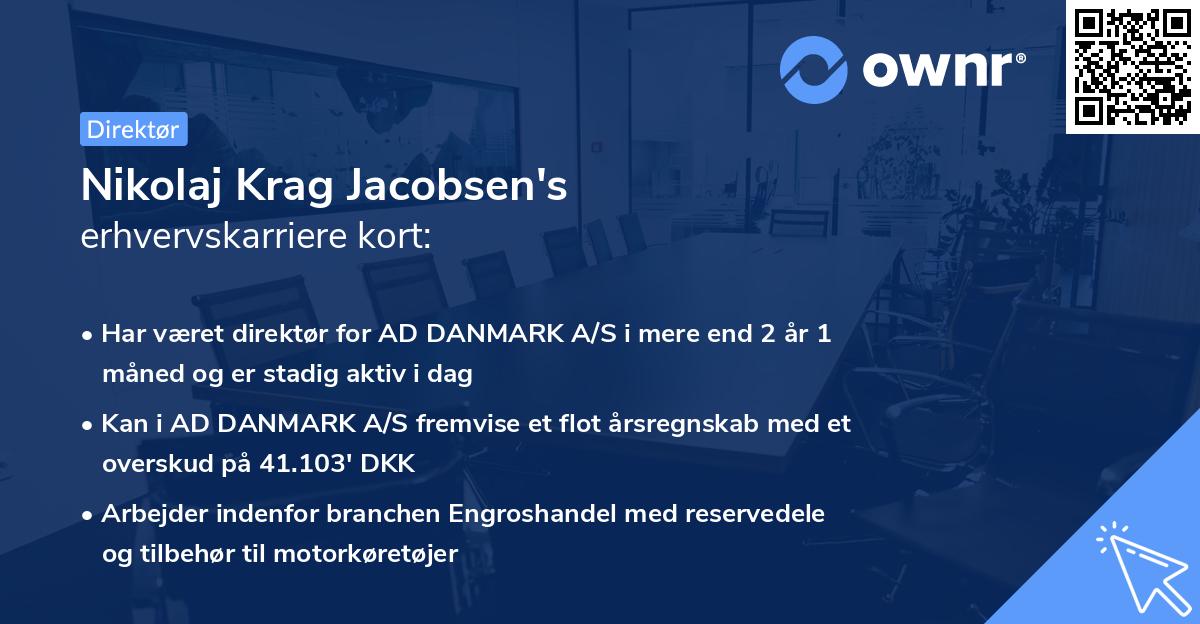 Nikolaj Krag Jacobsen's erhvervskarriere kort