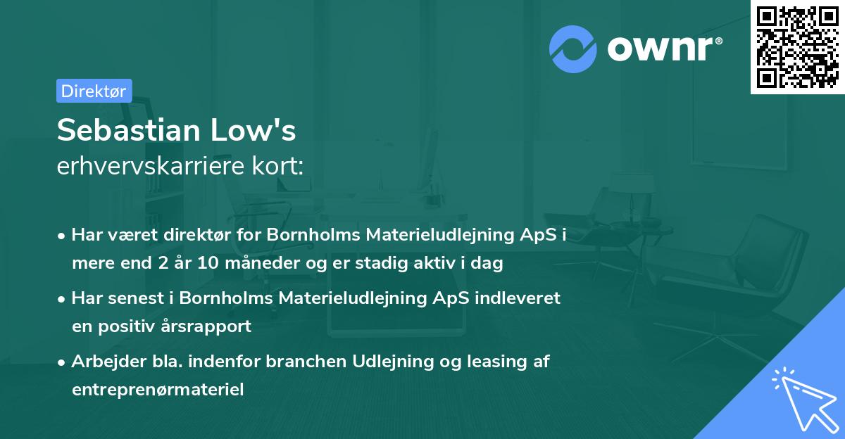 Sebastian Low's erhvervskarriere kort