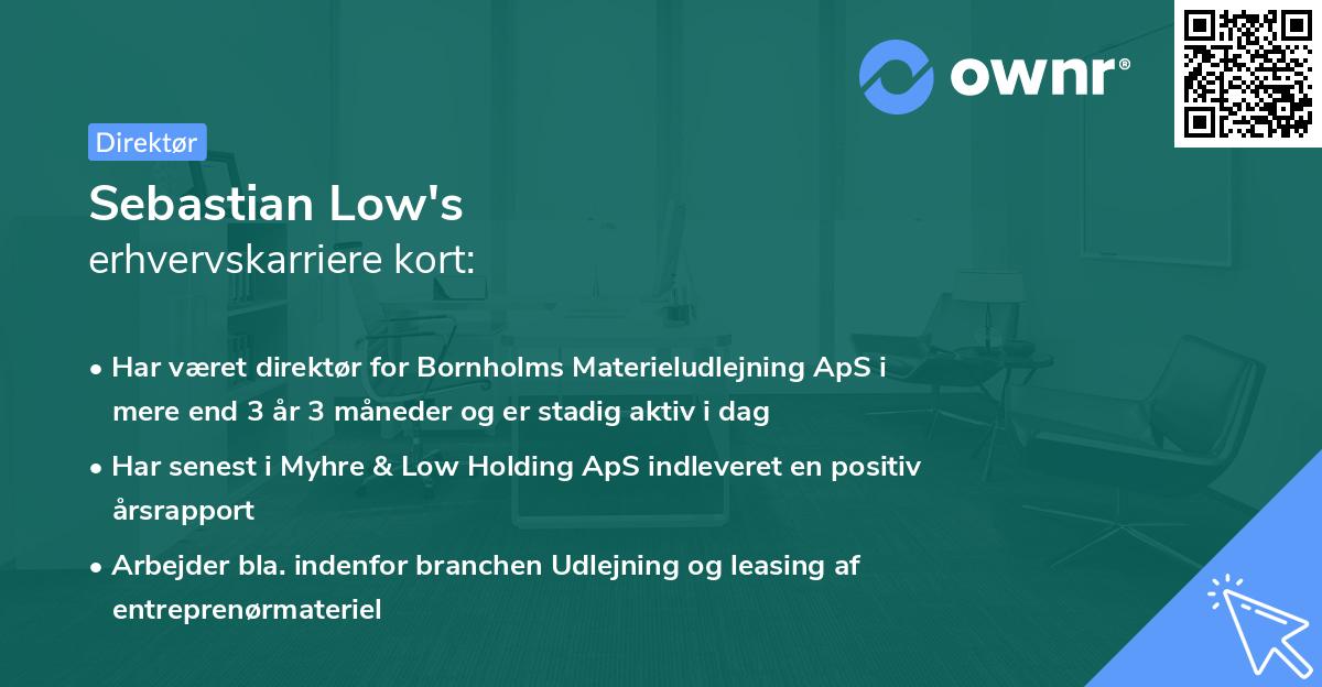Sebastian Low's erhvervskarriere kort
