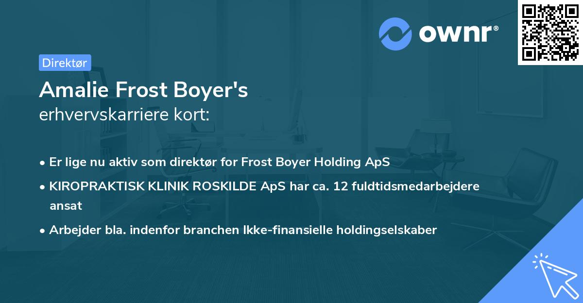 Amalie Frost Boyer's erhvervskarriere kort