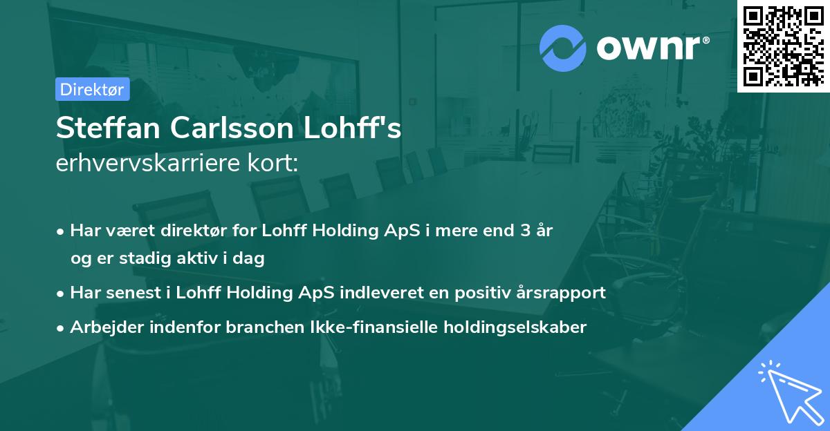 Steffan Carlsson Lohff's erhvervskarriere kort