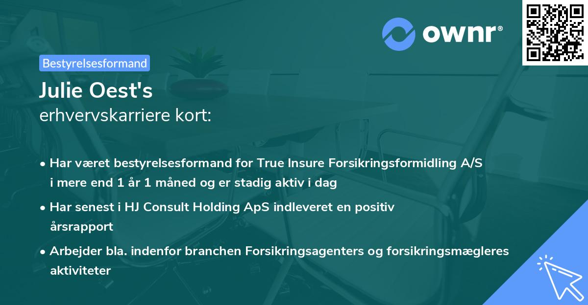 Julie Oest's erhvervskarriere kort