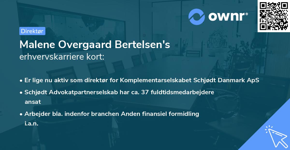 Malene Overgaard Bertelsen's erhvervskarriere kort
