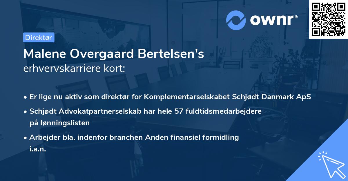 Malene Overgaard Bertelsen's erhvervskarriere kort