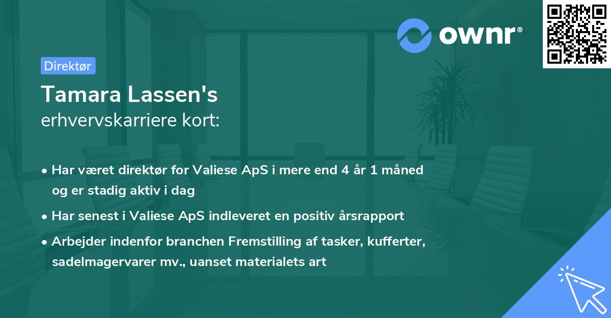 Tamara Lassen's erhvervskarriere kort