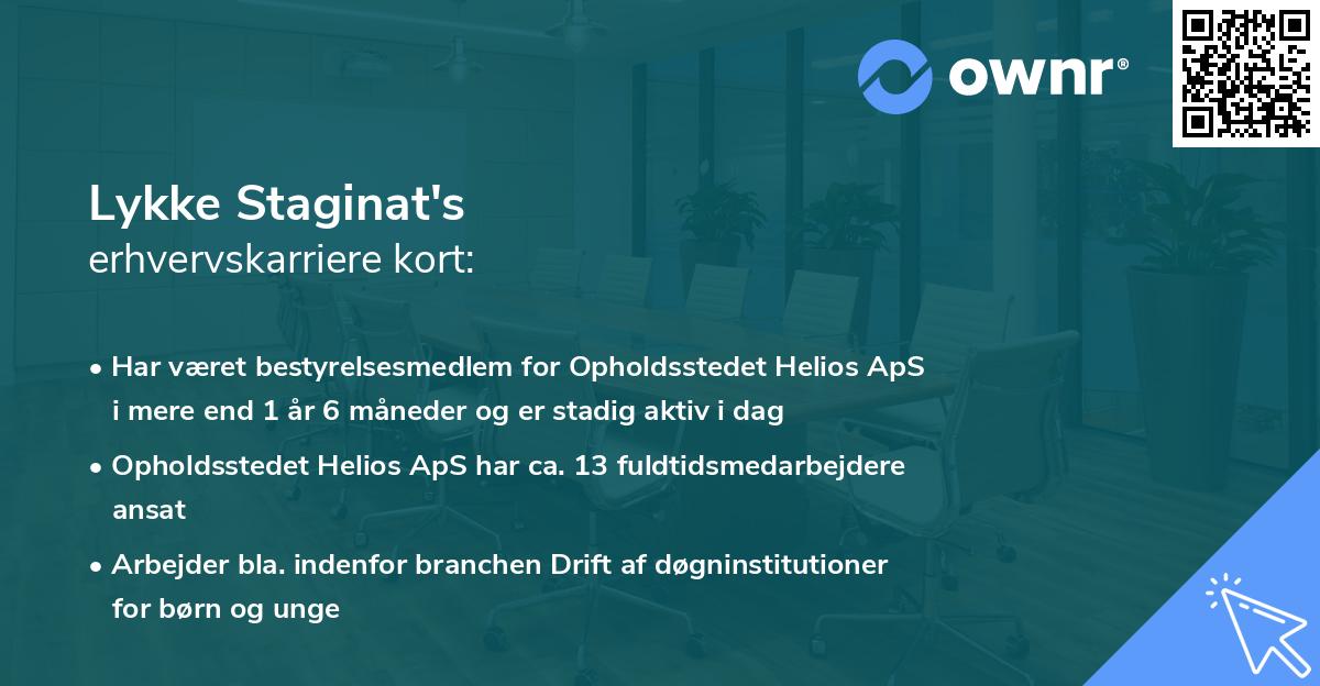 Lykke Staginat's erhvervskarriere kort