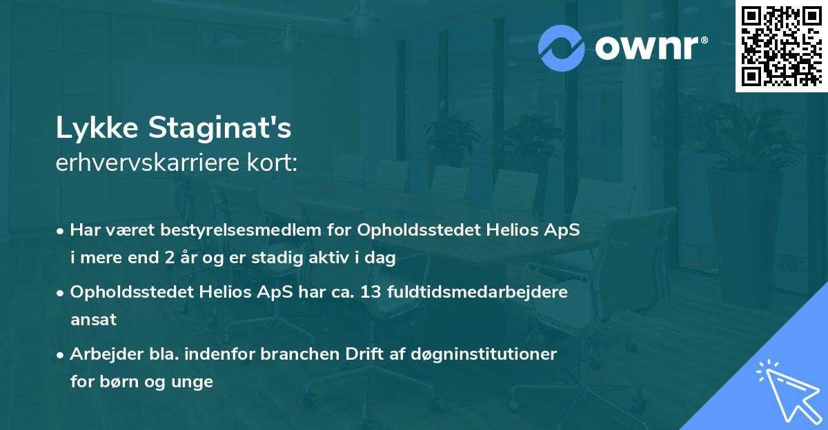Lykke Staginat's erhvervskarriere kort