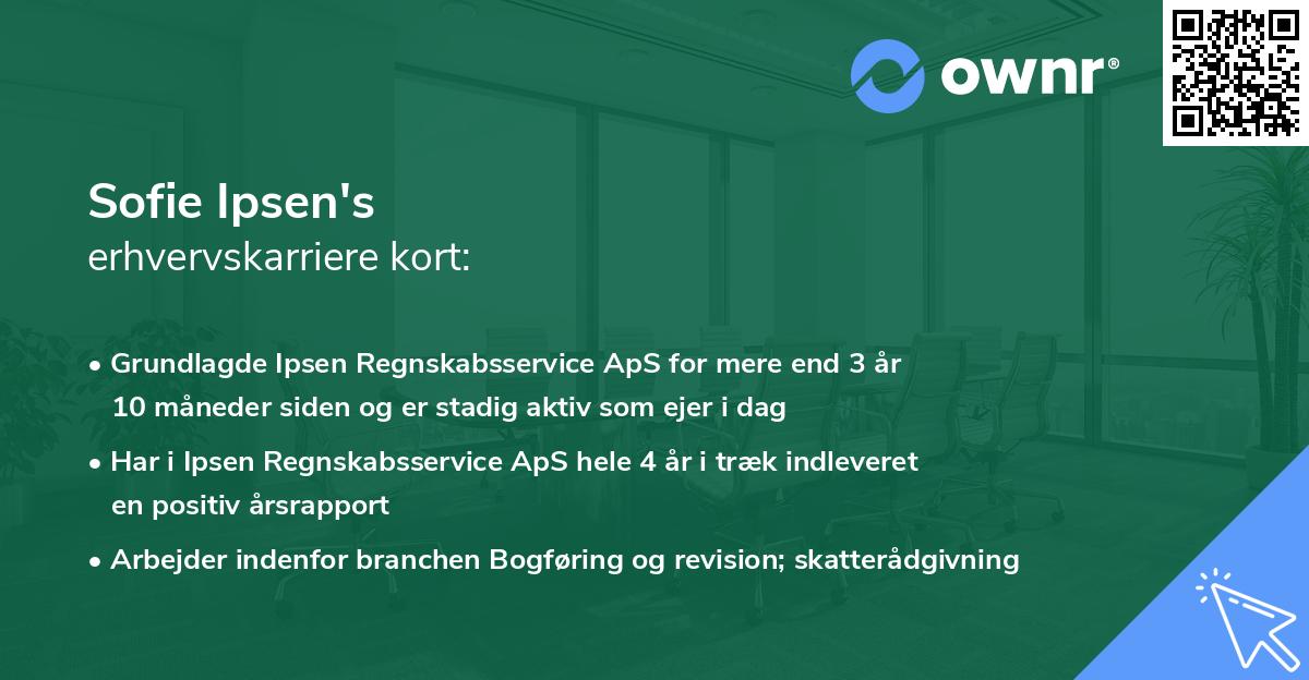 Sofie Ipsen's erhvervskarriere kort