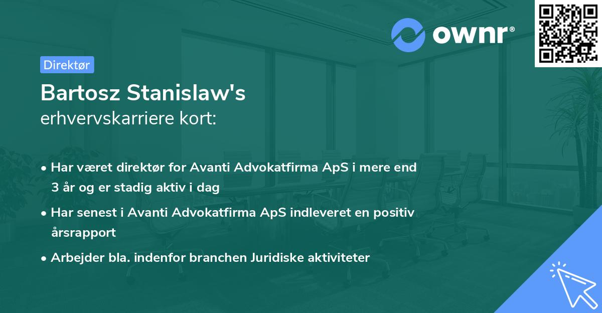 Bartosz Stanislaw's erhvervskarriere kort
