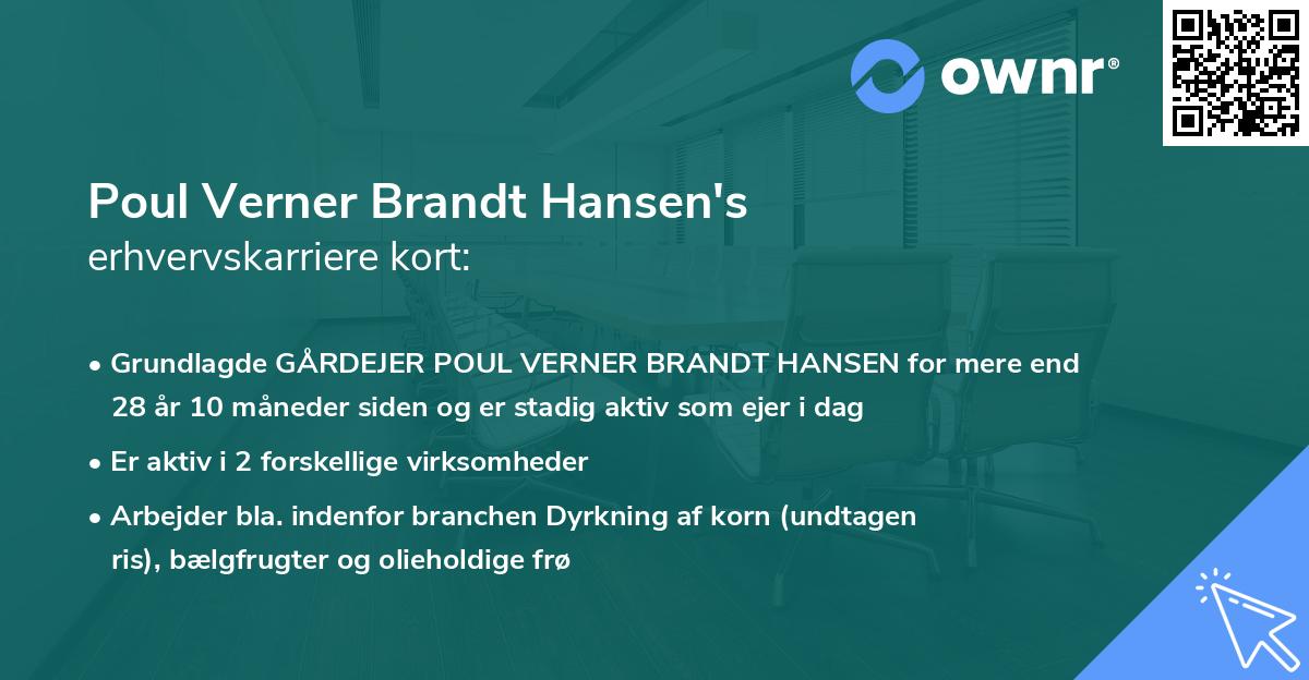 Poul Verner Brandt Hansen's erhvervskarriere kort
