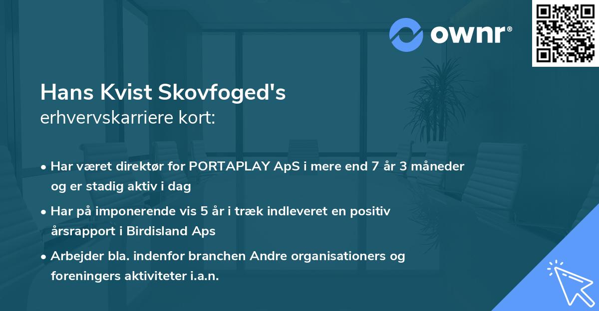 Hans Kvist Skovfoged's erhvervskarriere kort