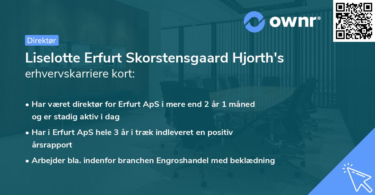 Liselotte Erfurt Skorstensgaard Hjorth's erhvervskarriere kort