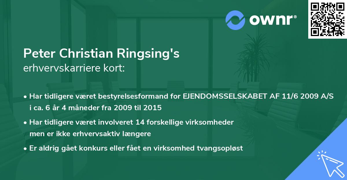 Peter Christian Ringsing's erhvervskarriere kort