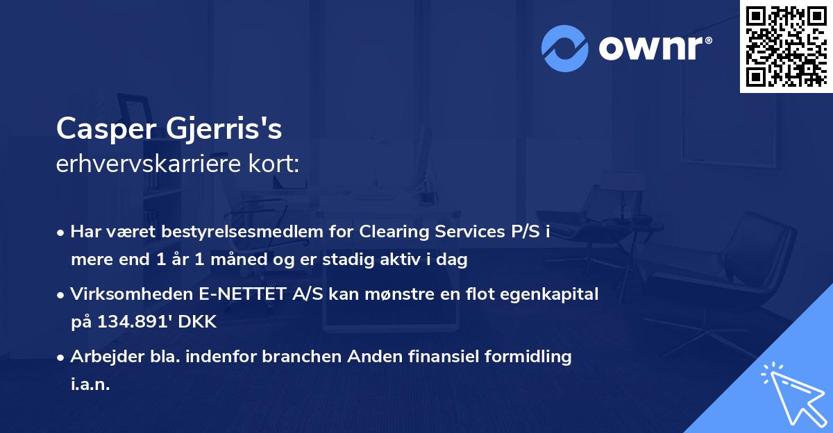 Casper Gjerris's erhvervskarriere kort