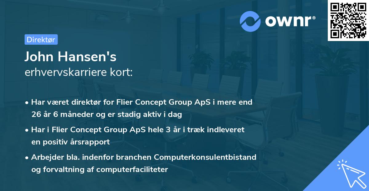 John Hansen's erhvervskarriere kort