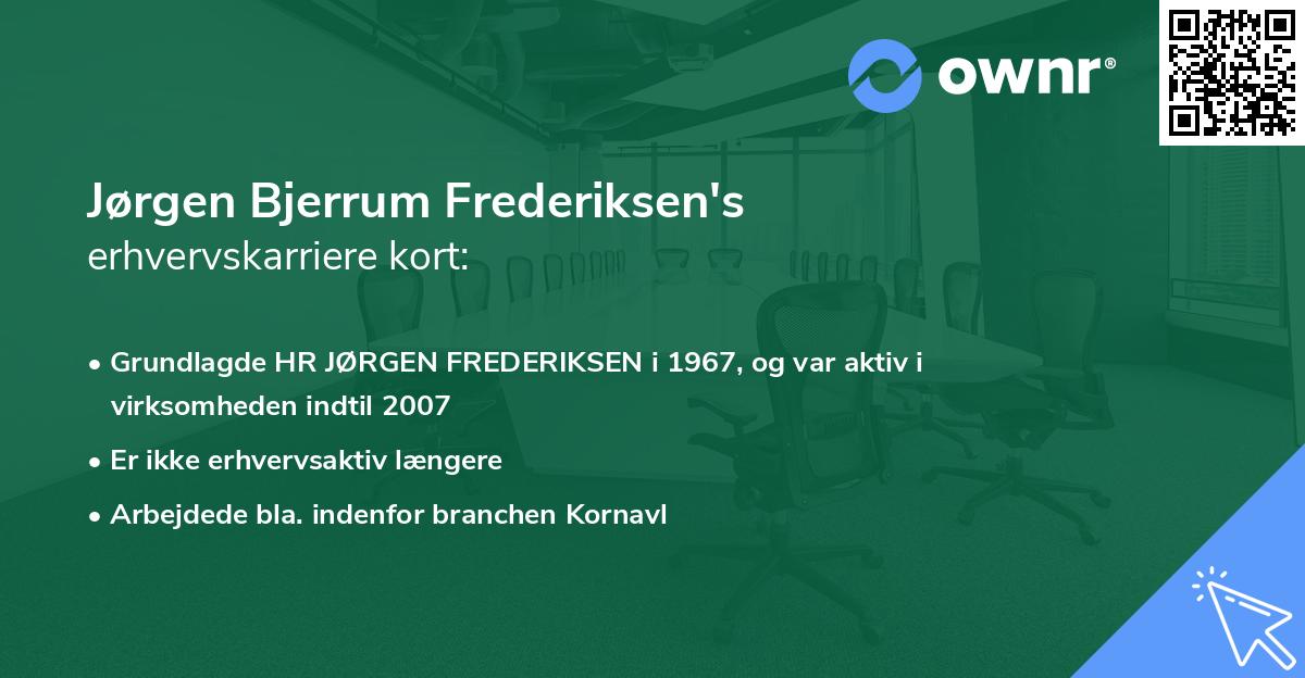 Jørgen Bjerrum Frederiksen's erhvervskarriere kort