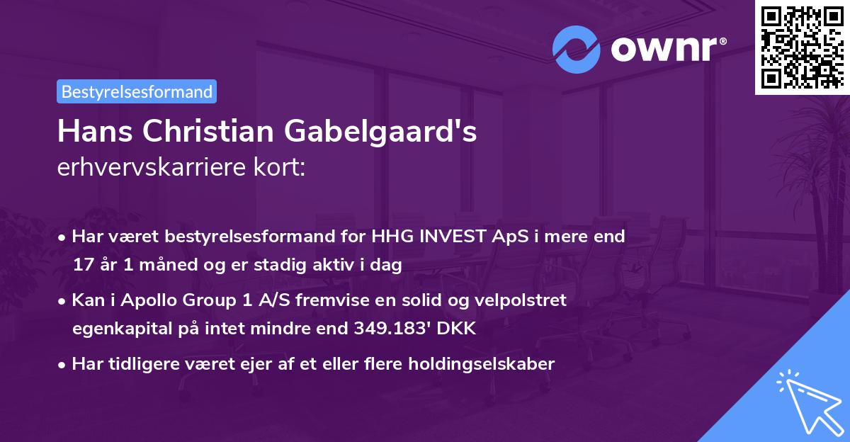 Hans Christian Gabelgaard's erhvervskarriere kort