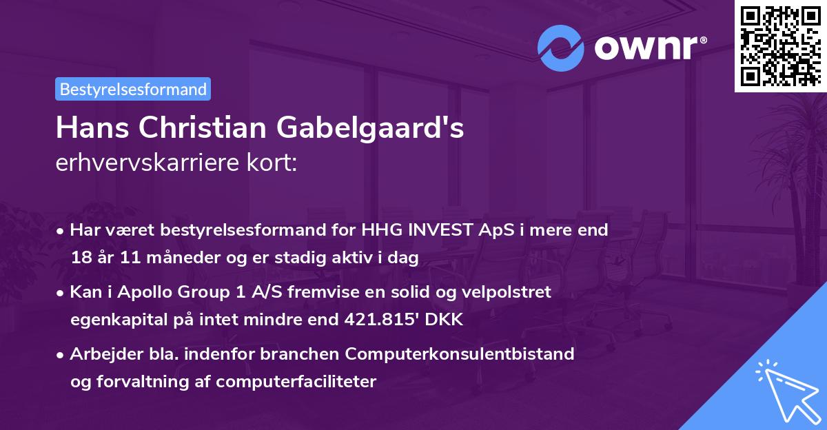 Hans Christian Gabelgaard's erhvervskarriere kort