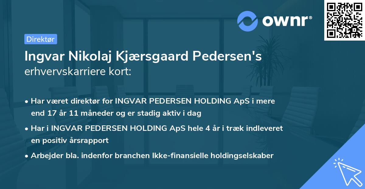 Ingvar Nikolaj Kjærsgaard Pedersen's erhvervskarriere kort