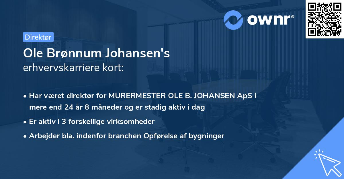 Ole Brønnum Johansen's erhvervskarriere kort