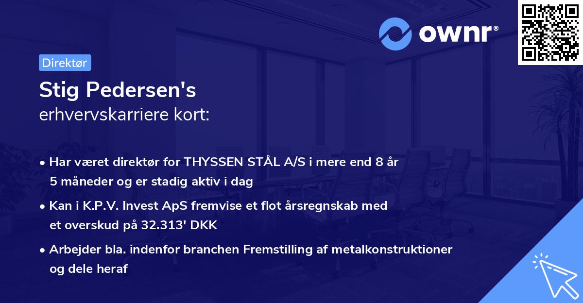 Stig Pedersen's erhvervskarriere kort