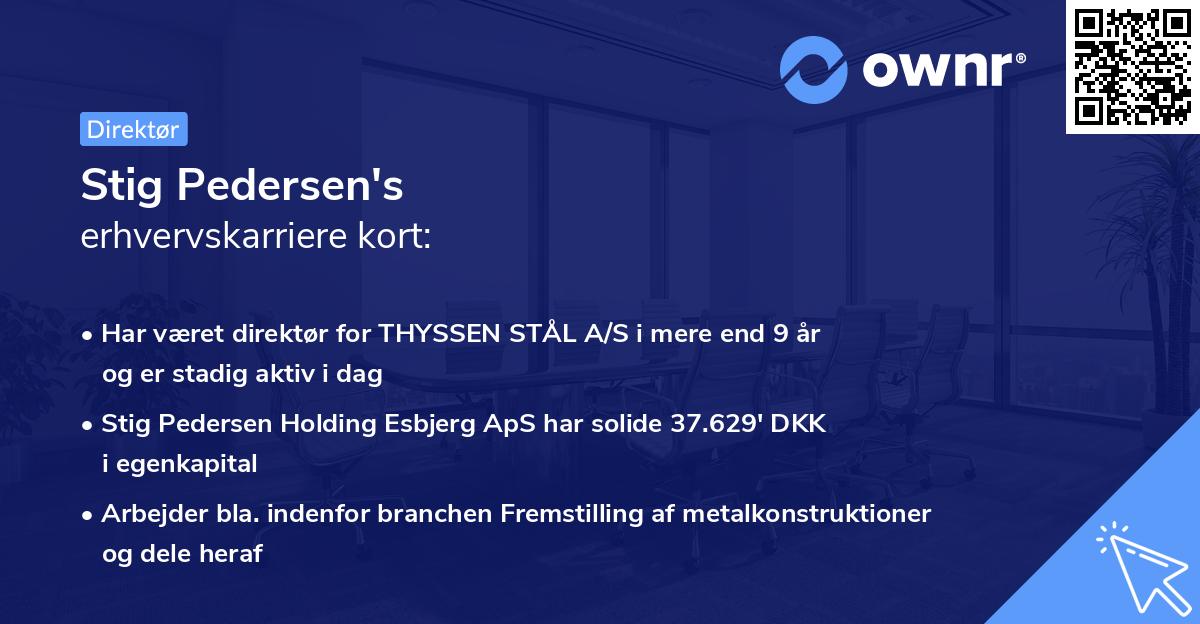 Stig Pedersen's erhvervskarriere kort