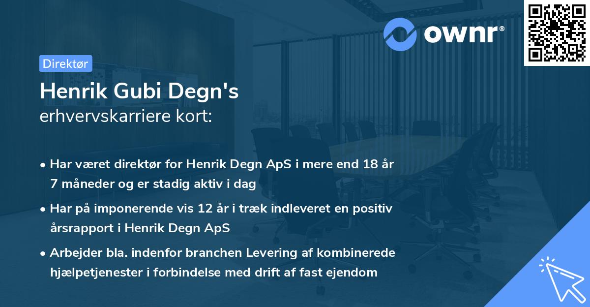 Henrik Gubi Degn's erhvervskarriere kort