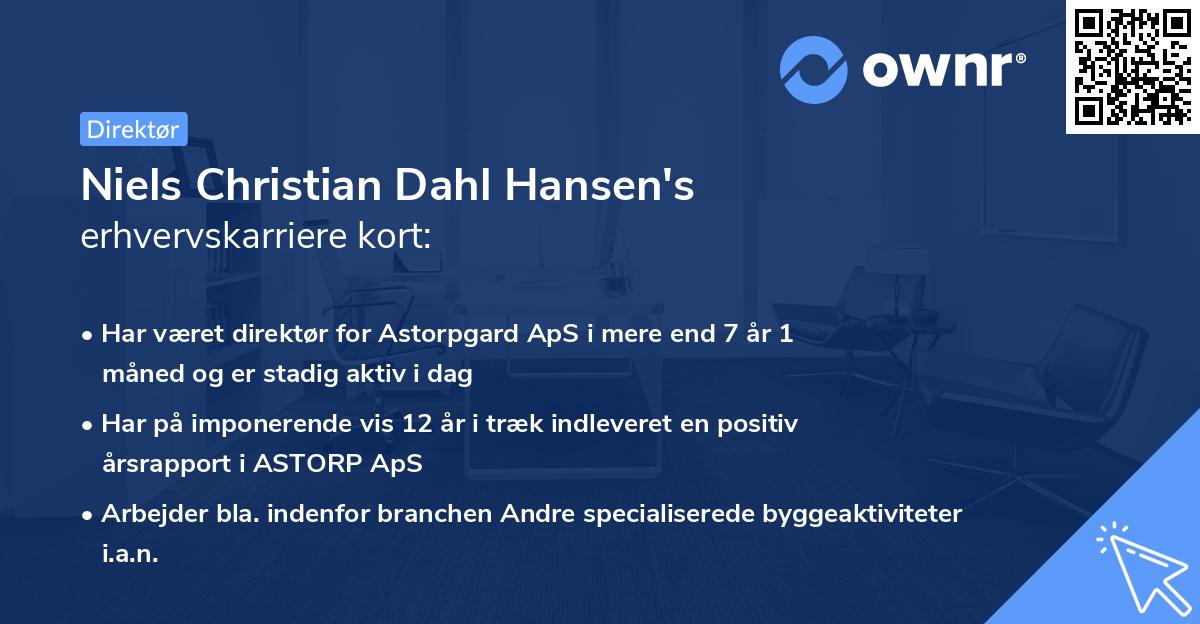 Niels Christian Dahl Hansen's erhvervskarriere kort