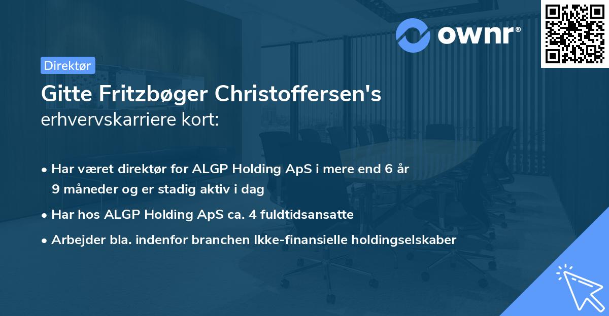 Gitte Fritzbøger Christoffersen's erhvervskarriere kort