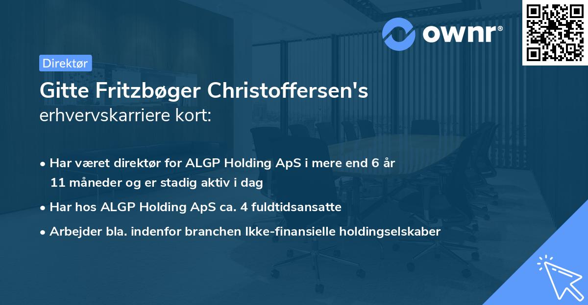 Gitte Fritzbøger Christoffersen's erhvervskarriere kort