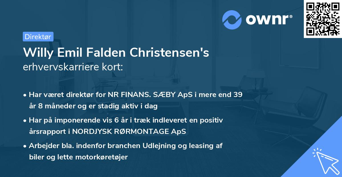 Willy Emil Falden Christensen's erhvervskarriere kort