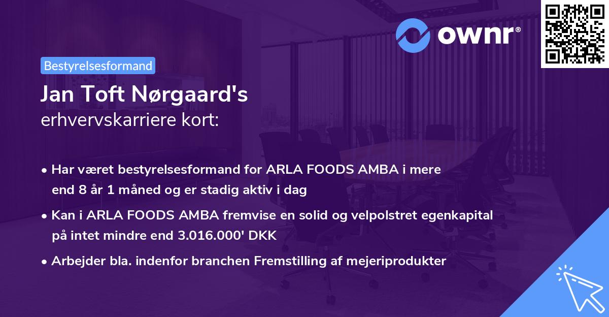 Jan Toft Nørgaard's erhvervskarriere kort
