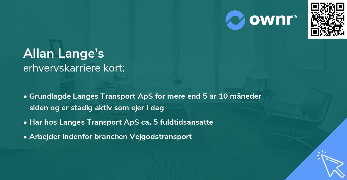 Allan Lange's erhvervskarriere kort