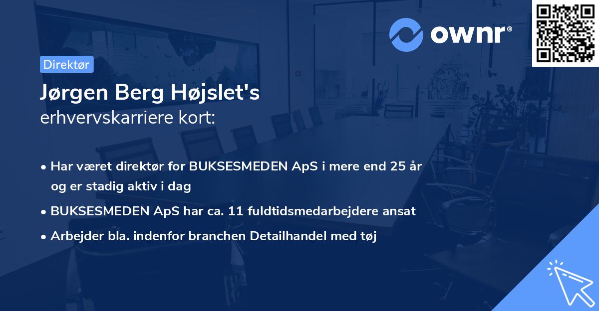 Jørgen Berg Højslet's erhvervskarriere kort