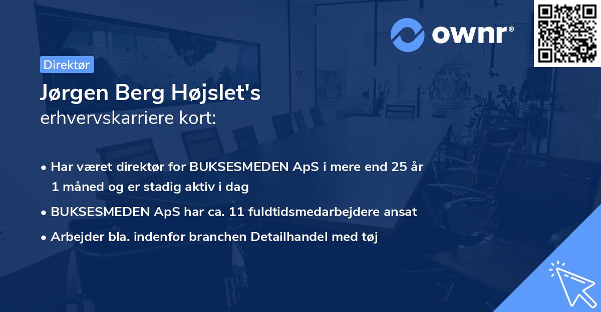 Jørgen Berg Højslet's erhvervskarriere kort