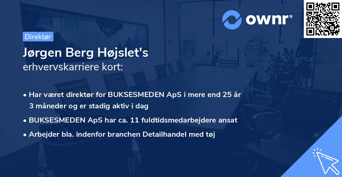 Jørgen Berg Højslet's erhvervskarriere kort