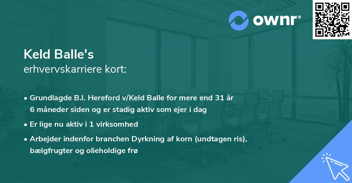 Keld Balle's erhvervskarriere kort