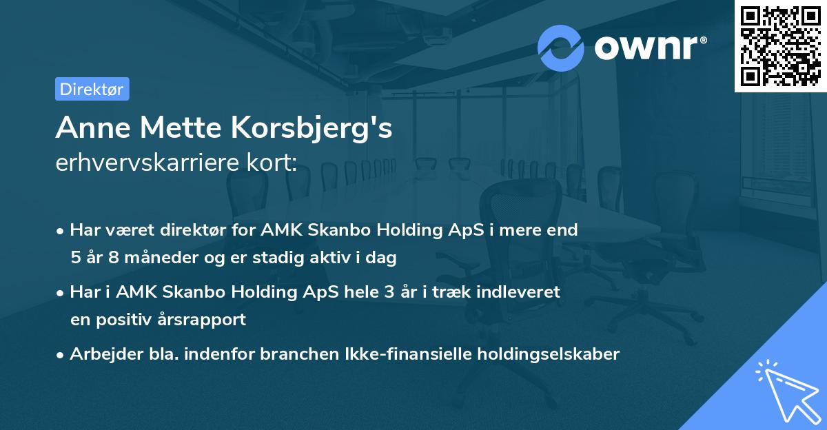 Anne Mette Korsbjerg's erhvervskarriere kort